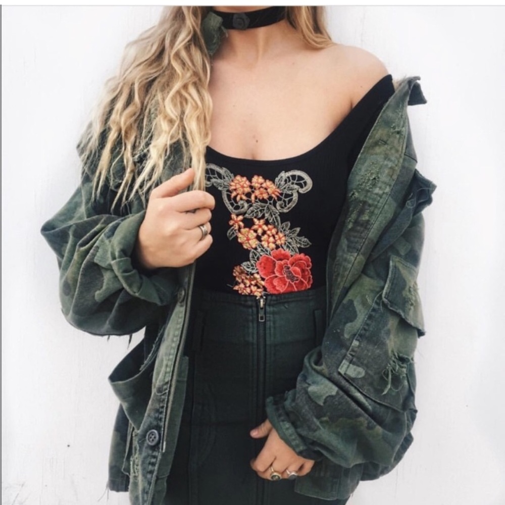 LF Emma and Sam Flower Embroidered Bodysuit